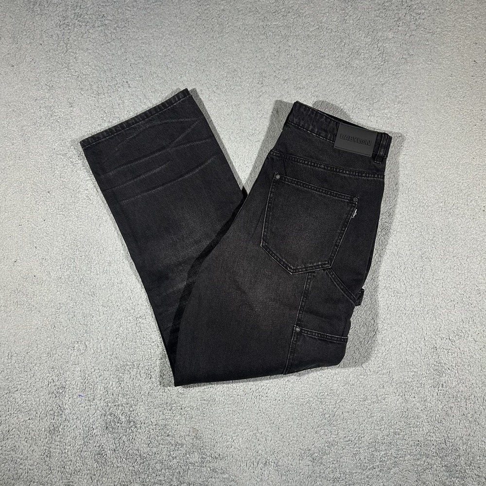 NWT Babylon LA Double Knee Black Denim Carpenter Pants Mens 32 Loose Baggy